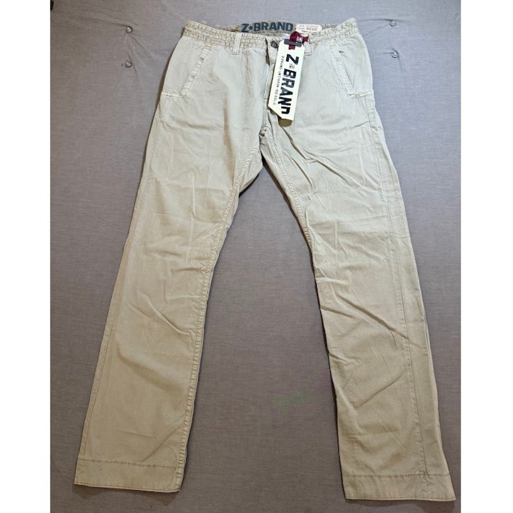 Z Brand Stiletto Fit‎ Pants 38 Mens 36x32 Beige Khakis Comfort Zip Pocketed